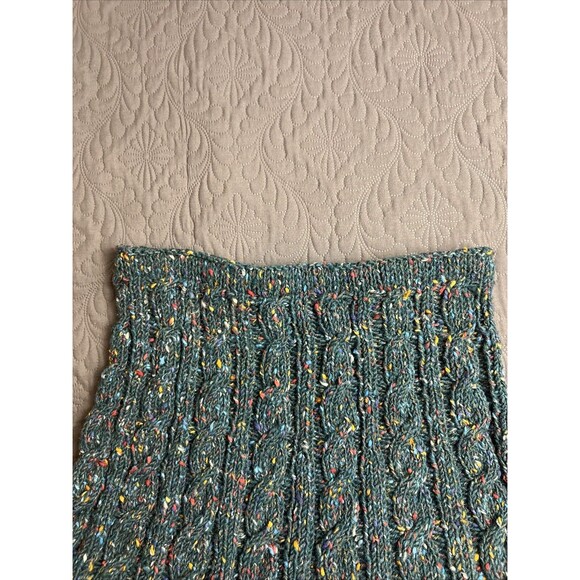 Dark Green Cable Knit Cottage Crochet Handmade Sweater Skirt Elastic Waist 30” - Picture 5 of 5